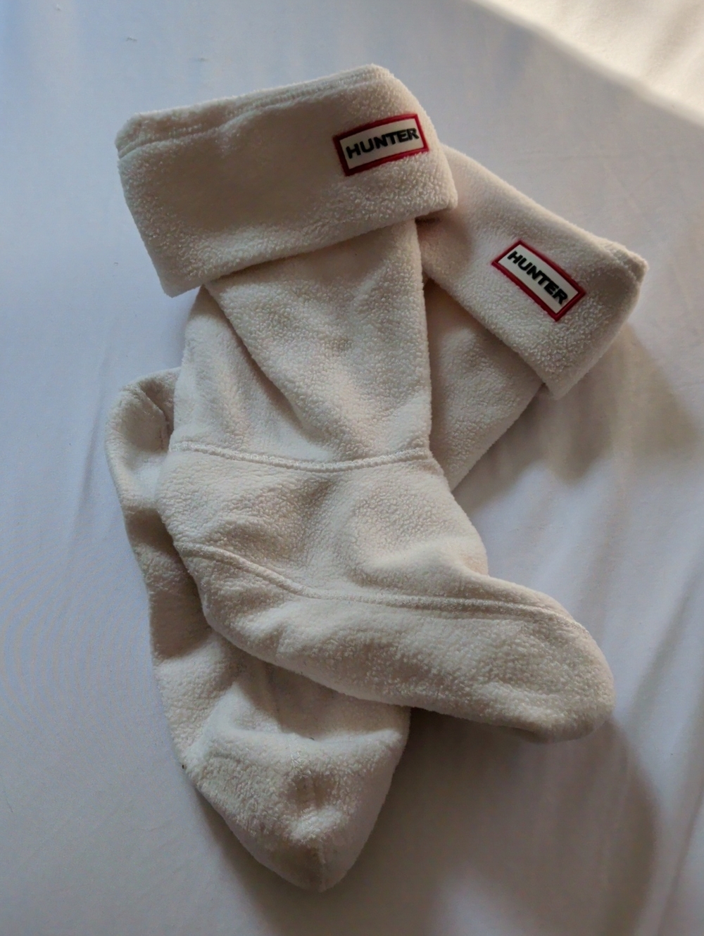 Hunter Cream Cozy Fleece Boot Socks with Branded Patch
